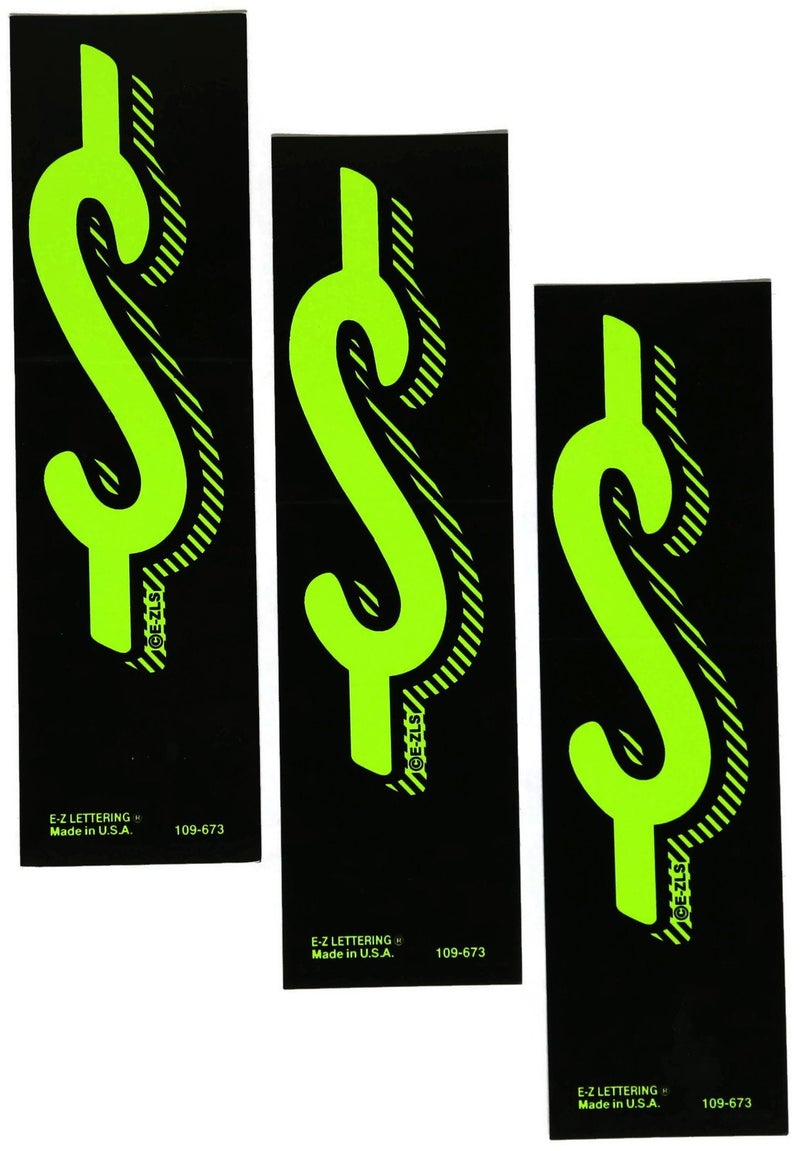 7 1/2 Green Chartreuse Pricing Numbers for Car Dealers 3 Dozen (# $'s)